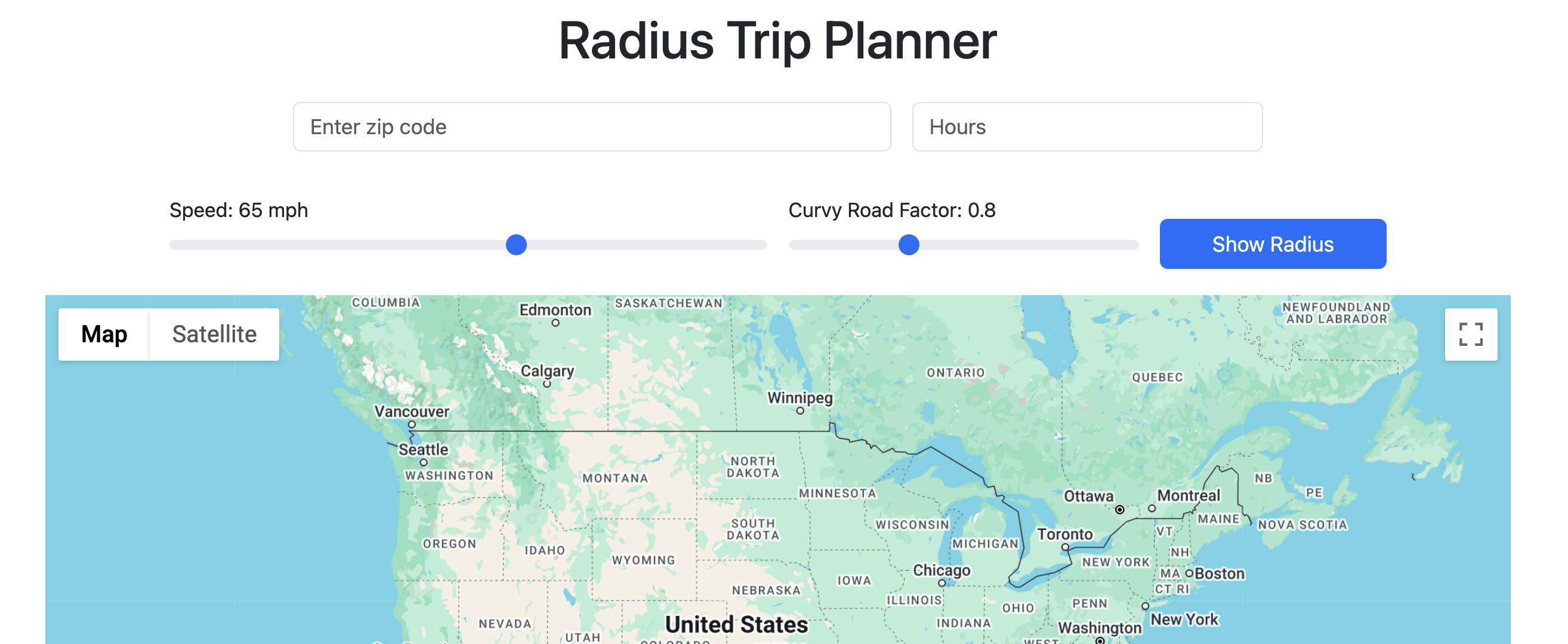 Radius Trip Planner